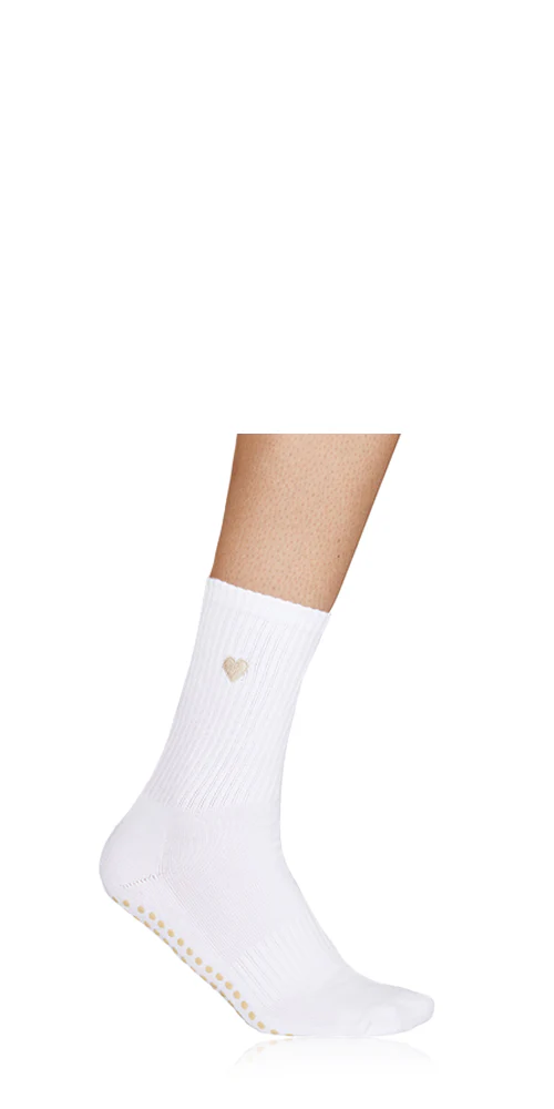 Heart Beige Grip Socks