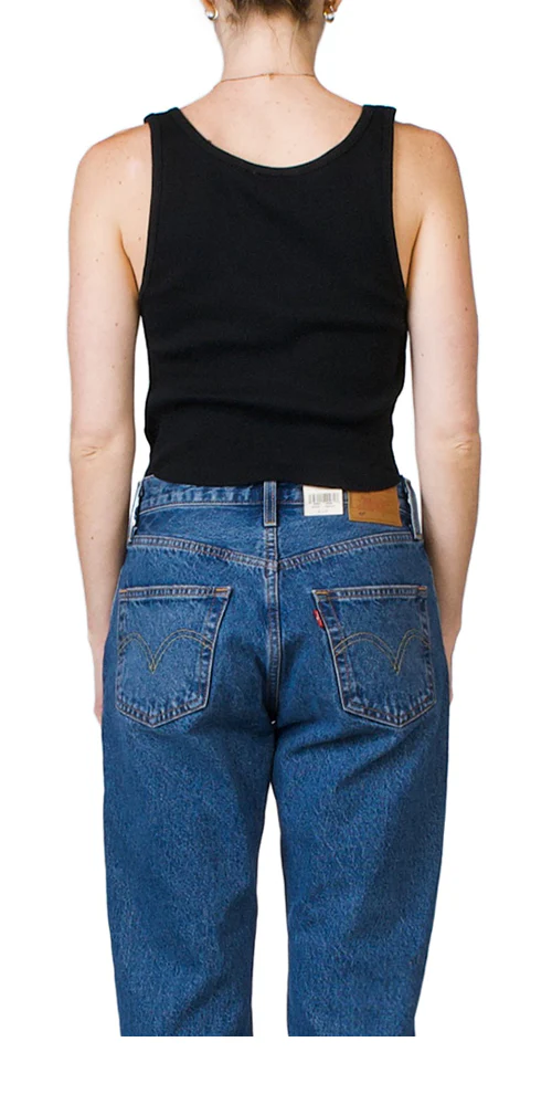 Cropped Scoop Neck Tank Black - Image 3