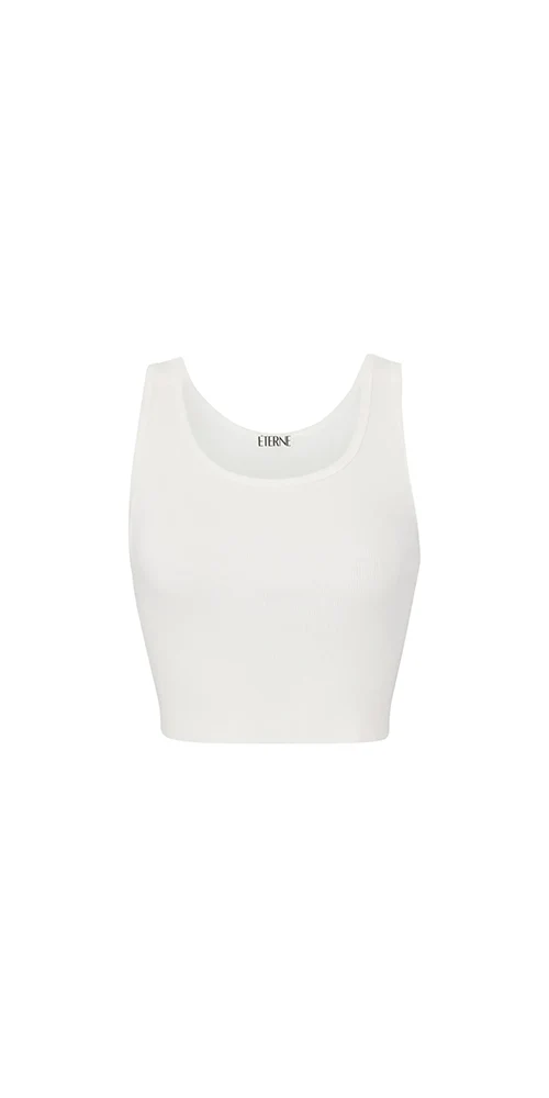 Cropped Scoop Neck Tank Ivory - Image 4