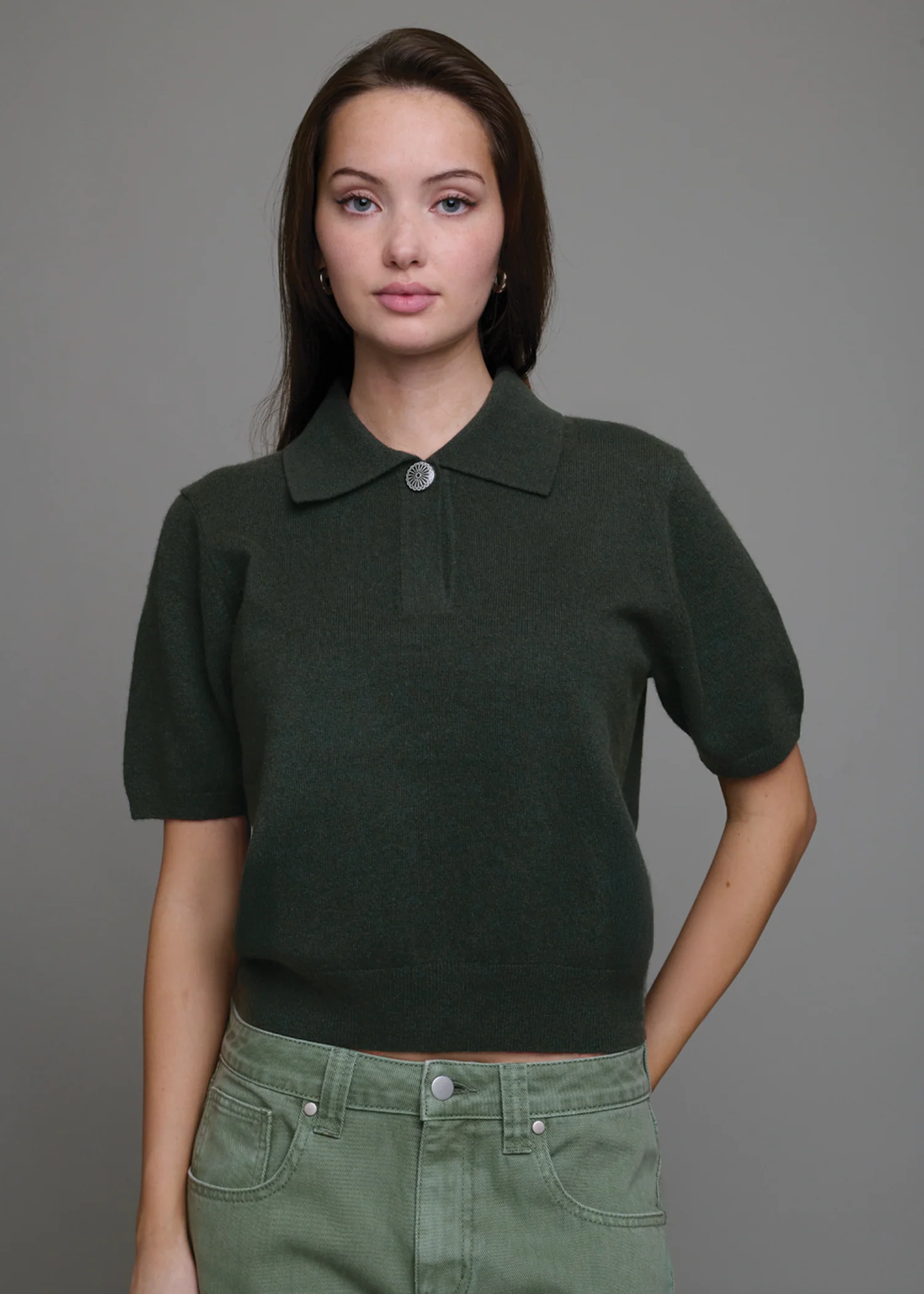 Dakota Cashmere Shirt Dark Olive - Image 6