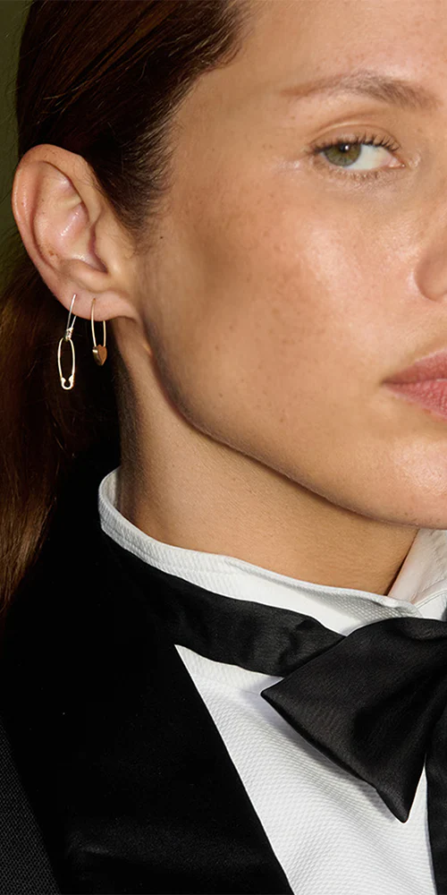Gold Heart Safety Pin Earring - Image 2