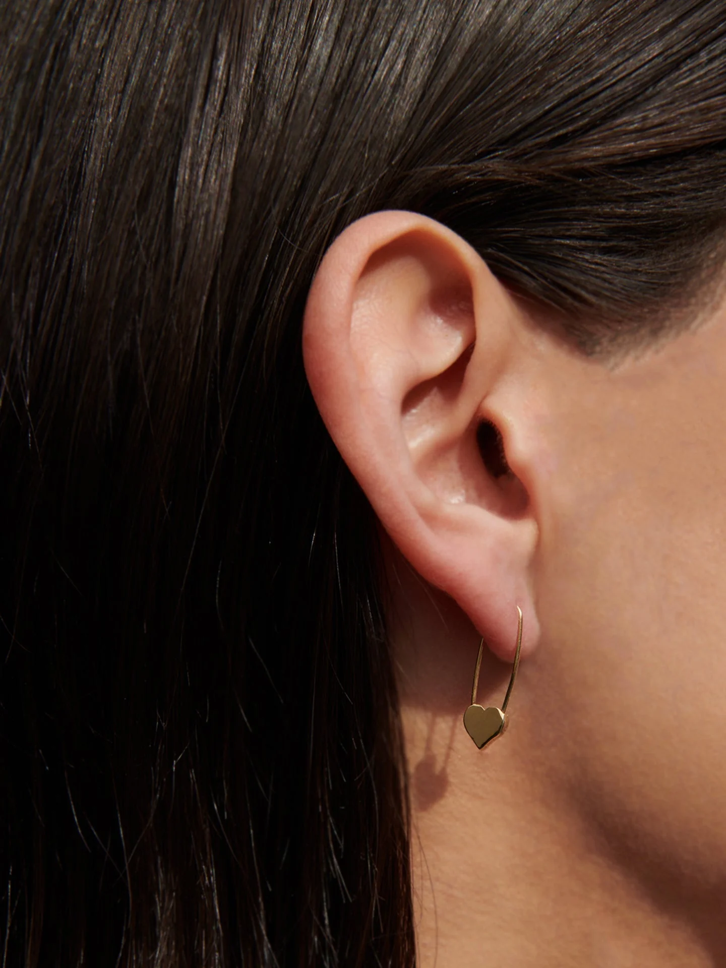 Gold Heart Safety Pin Earring - Image 4
