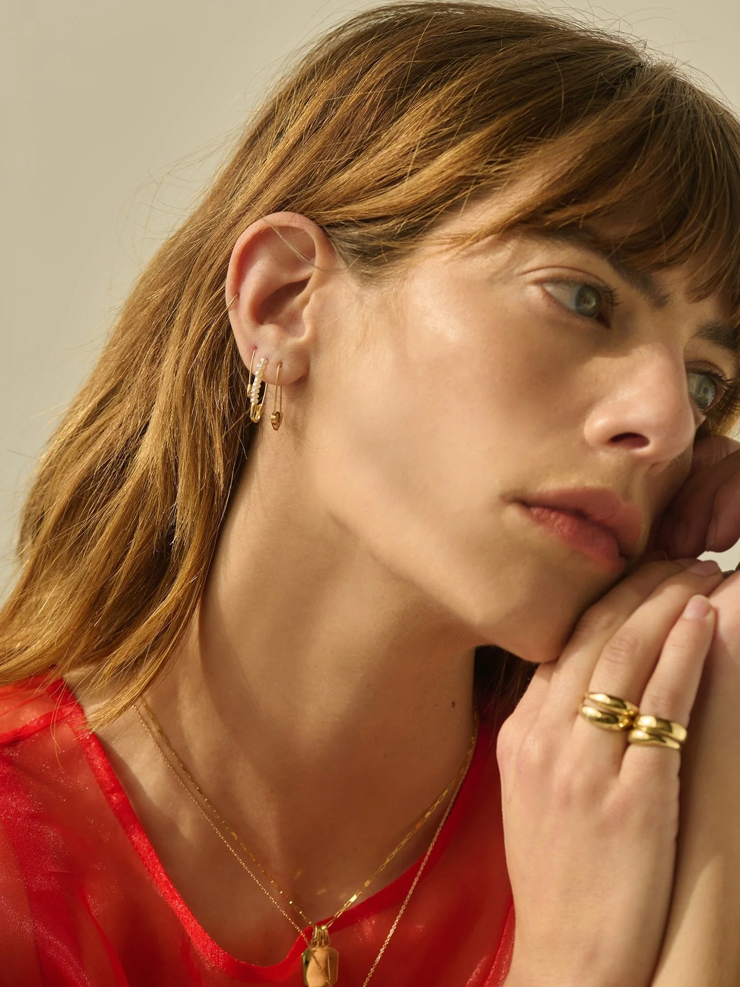 Gold Heart Safety Pin Earring - Image 8
