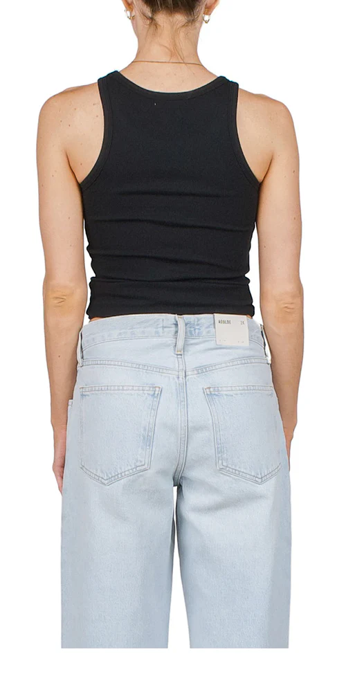 High Neck Fitted Tank Black - Image 4