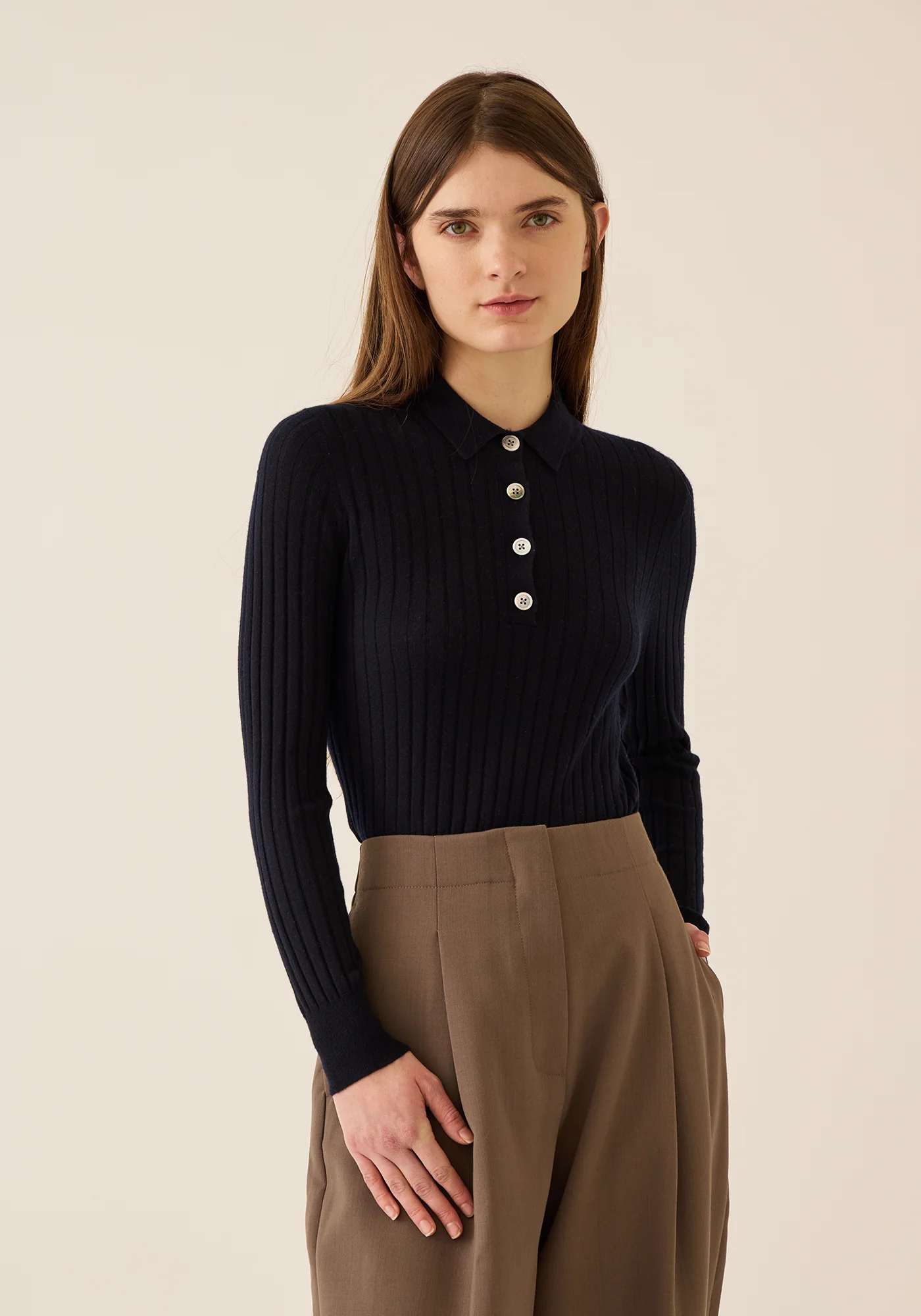 Luna Superfine Cashmere Polo Top - Image 3