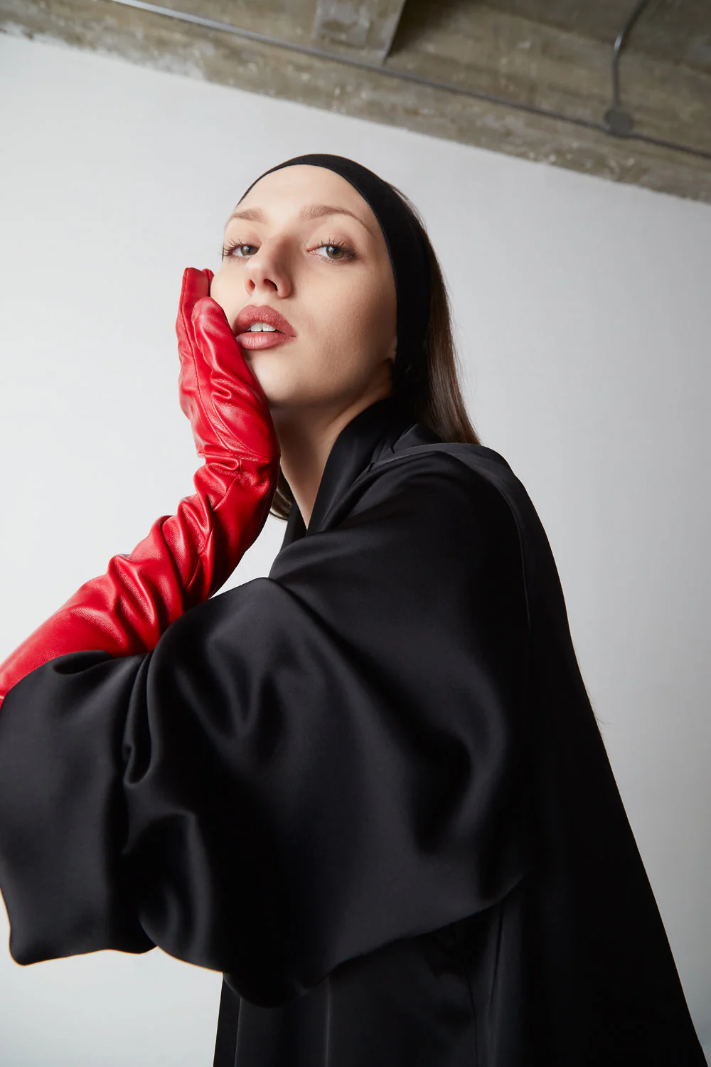 Leather Opera Gloves Lipstick Red - Image 4