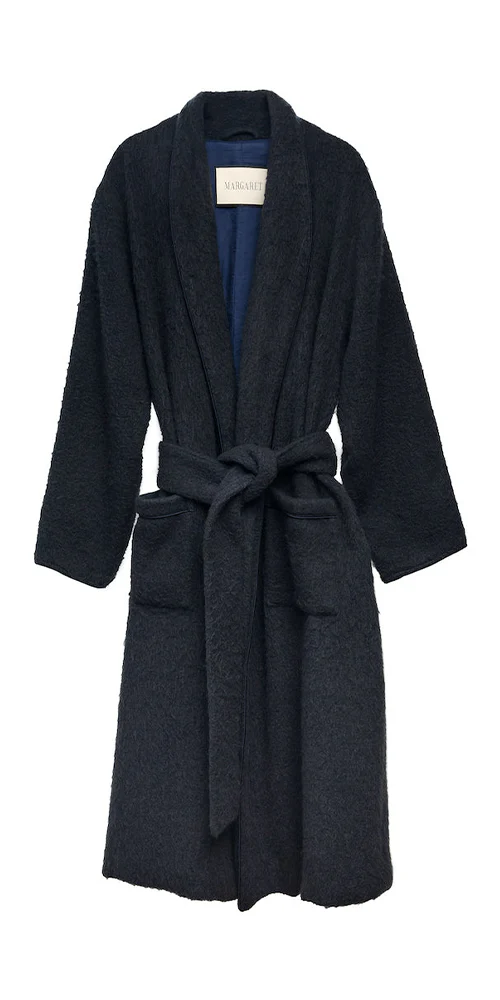 Wool Robe Coat Night Navy