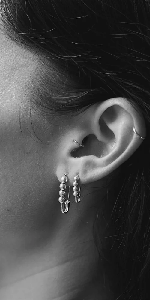 Mini Friendship Bead Safety Pin Earring - Image 2