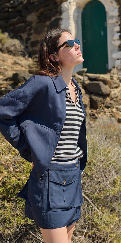 Oskar Twill Mini Skirt Navy - Image 6