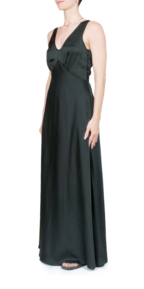 Reine Satin Maxi Dress Black - Image 3