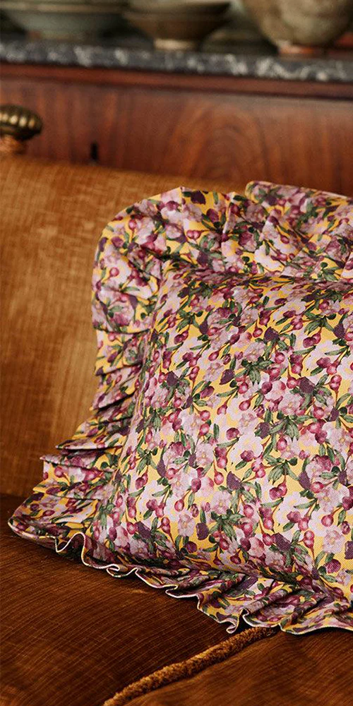 Ruffled Pillow Cover Romance is Dead Yellow - Image 2