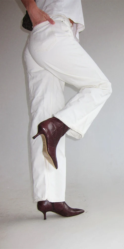 Stacie Snake Kitten Heel Boot Burgundy - Image 2