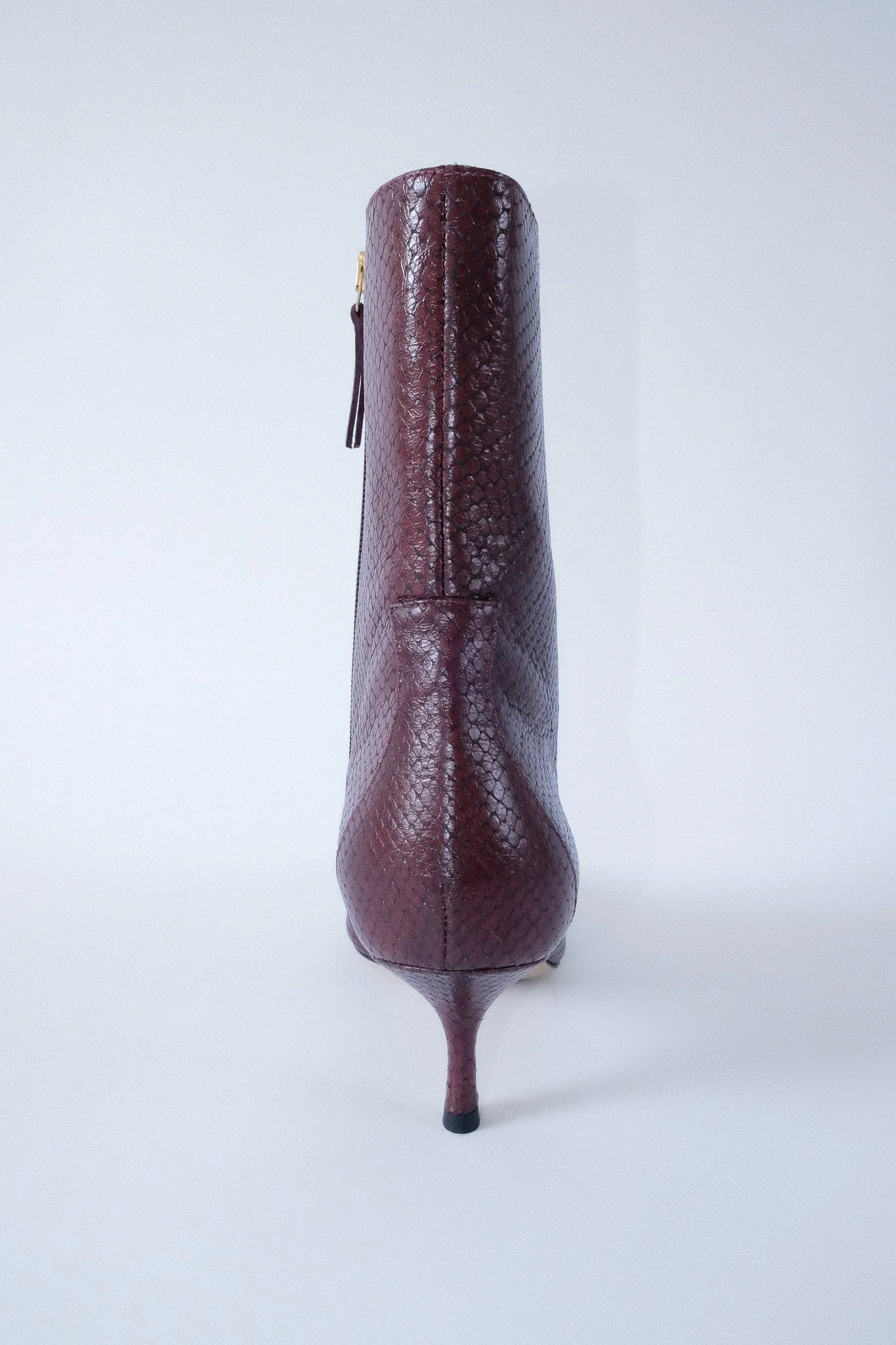 Stacie Snake Kitten Heel Boot Burgundy - Image 3