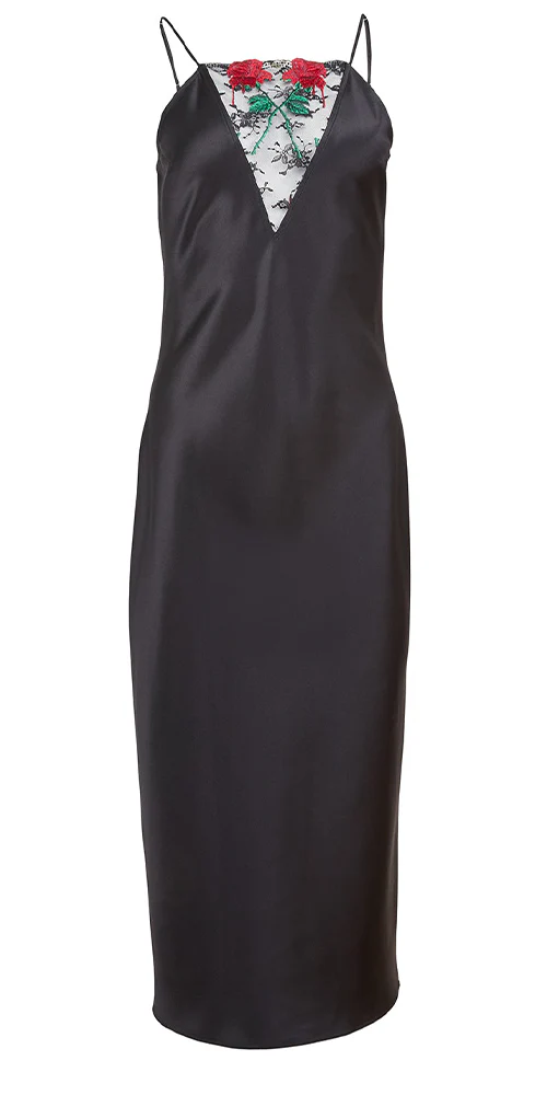 Vampire Rose Embroidery Slip Dress