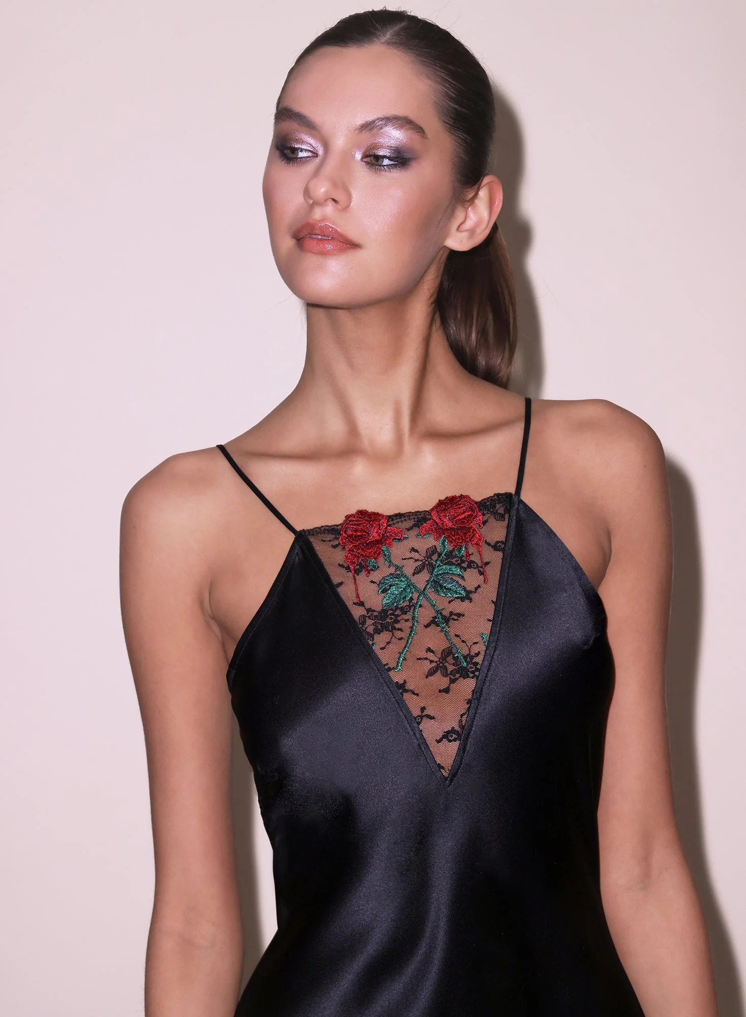 Vampire Rose Embroidery Slip Dress - Image 3