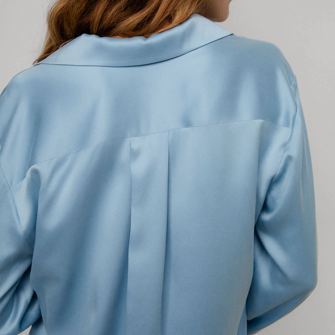 Washable Silk Button Up Long Sleeve Arctic Sky - Image 4