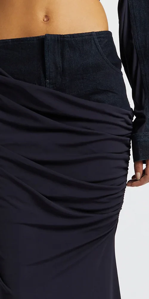 Wrapped Denim Column Skirt - Image 4